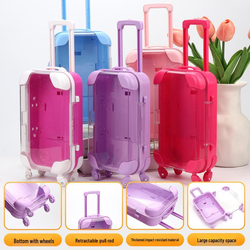 Transparent Pretend Play Makeup Trolley Case with False Eyelash Storage