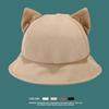 Anti-UV Cat's Ears Bucket Hat Wide Brim Sun Hat Casual Wide Brim Hat  Daily Wear