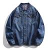 Vår Höst Herr Denimjacka Japansk Stil Vintage Enfärgad Lös Casual Jeansjacka Mode Streetwear Manlig Bomullsdenimrockar