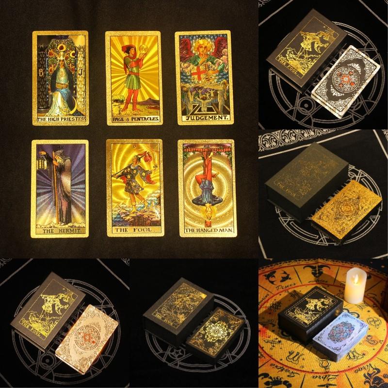 New Arrival Tarot Cards With Gold Foil Waterproof Plastic Pvc Playing Cards For Tabletop Games