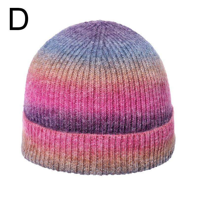 1Pc Ski Caps Thicken Knitted Hat Winter Hip Hop Slouchy Women/Men Soft Harajuku Style Outdoor Tie Dye Color