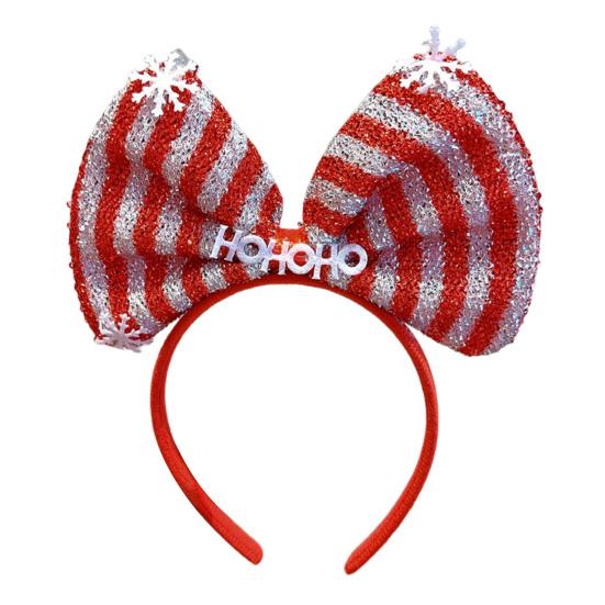 Christmas Bowknot Headband Kids Adults Cosplay Costume Party Decoration Red Green Sequined Xmas Headwear Photography Props