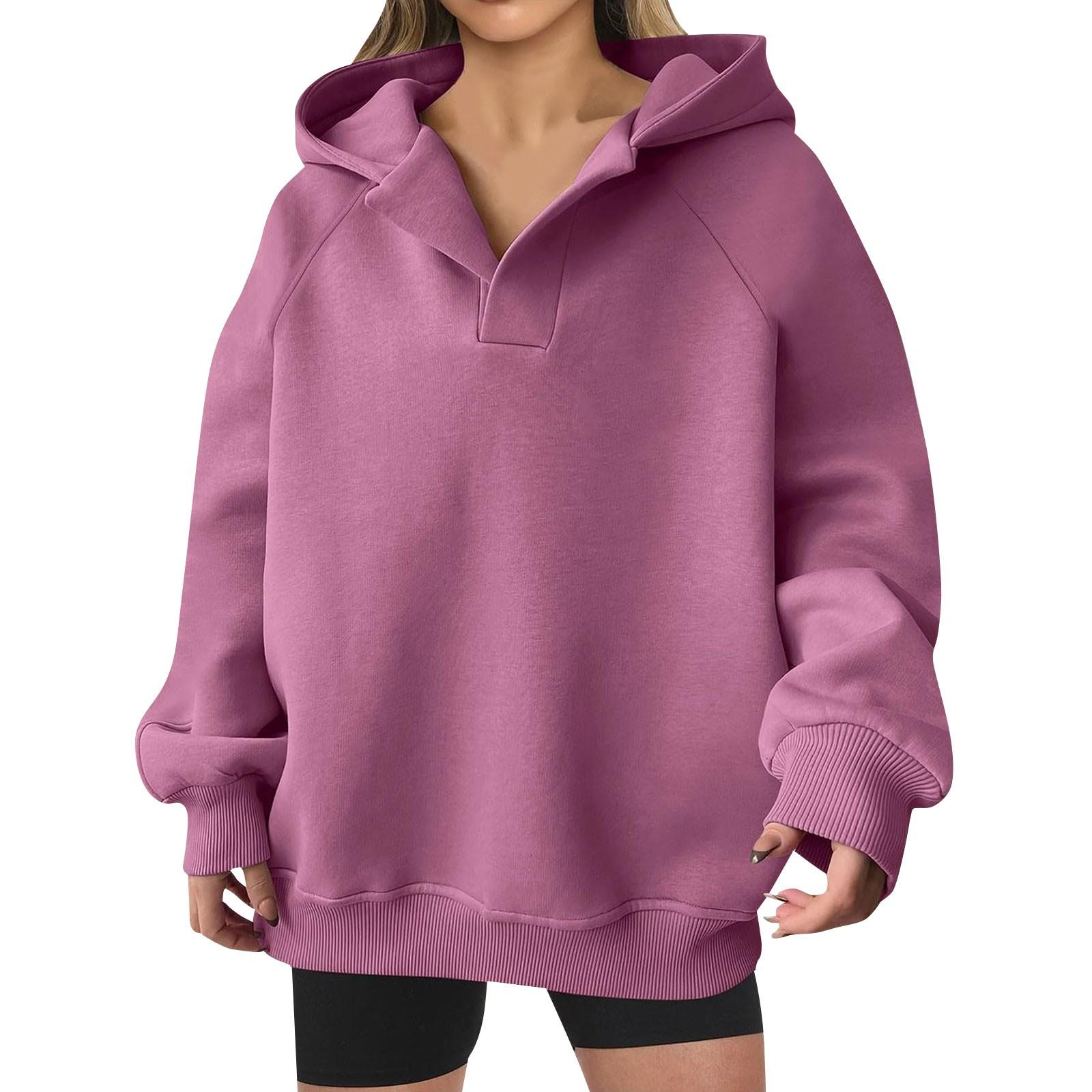 

Толстовки с капюшоном для женщин, осенняя мода, повседневные топы с принтом цветов и букв, V-образный вырез, длинный рукав, свободная толстовка с капюшоном S