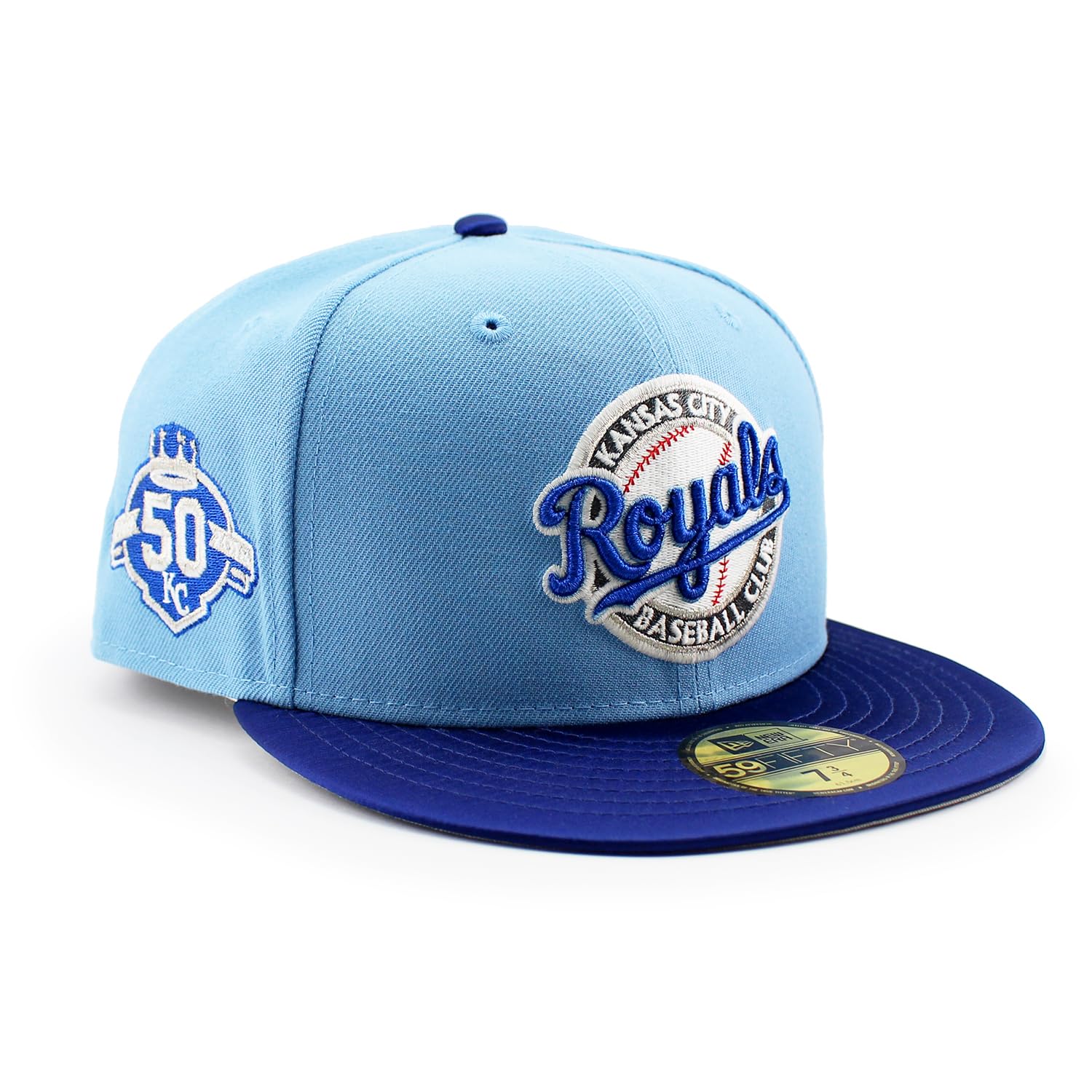 

Trendy color brim New Era cap 59FIFTY Kansas City Royals MLB 50TH GREY BRIM FITTED CAP KANSAS CITY ROYALS 5950 hat light blue Sz 7-34 [Used]