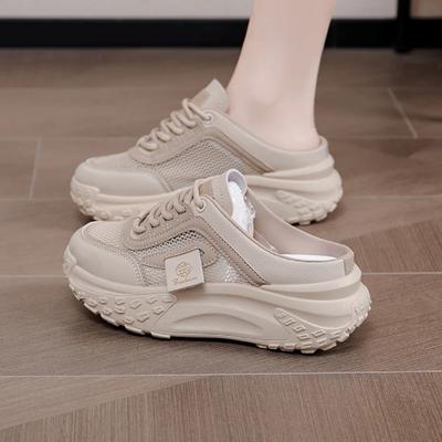Białe buty damskie Nowe letnie grube dno na zewnątrz Małe kapcie zwiększające wysokość Lazy Pump Half Slippers