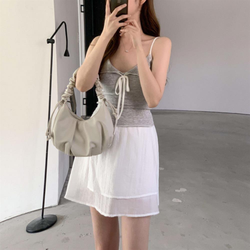 New ArrivalS Open Run Women S Frill Ribbon Strap SleeveleSS Top
