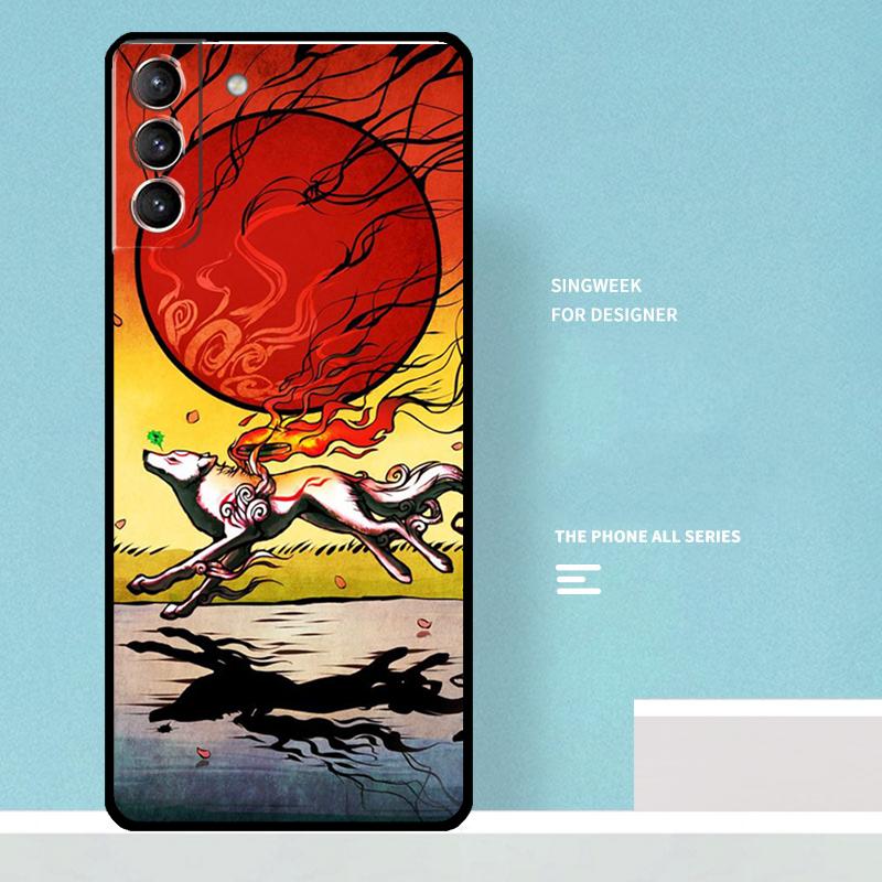 Okami Wolf Case For Samsung Galaxy S23 S24 Ultra S22 S21 Plus Note 10 Note 20 S9 S10 S20 S21 FE Cover