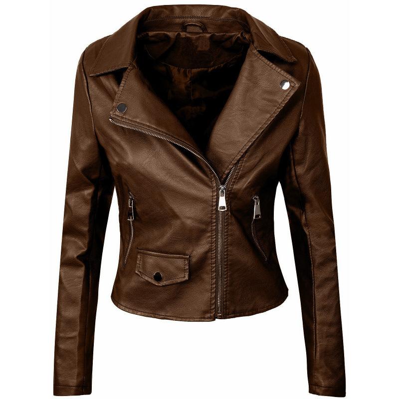 Jaquetas Motociclista Femininas Couro Sintético Preto Jaqueta Aviador Nova Curta Inverno Outono Punk Vintage Feminina Jaqueta de Couro