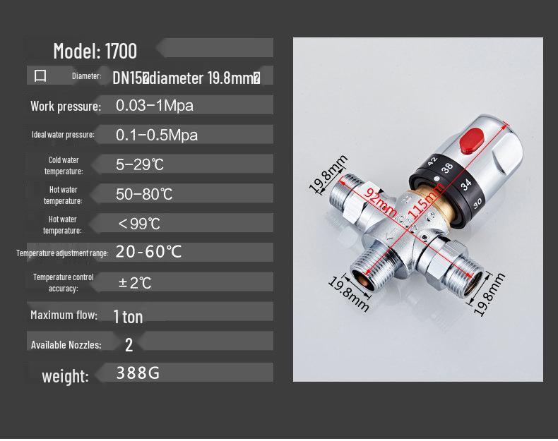 Smart Thermostatic Mixing Valve for Solar Electric Water Heater with Hot/Cold Shower Head Faucet
