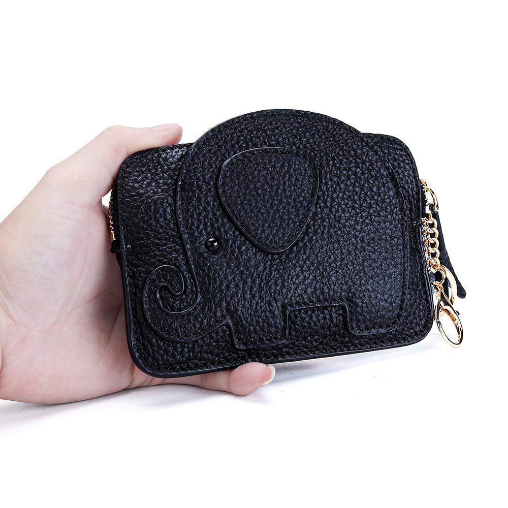 Animal Elephant Shape Coin Purse with Hanging buckle Fashion Women Genuine Leather Chic Clutch Coin Organizer for Girls