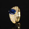 Bijou Fond Cuivre Plaqué Or Corindon de Simulation Tempérament Forme d'Œuf Bague Dorée Femme 7 * 9