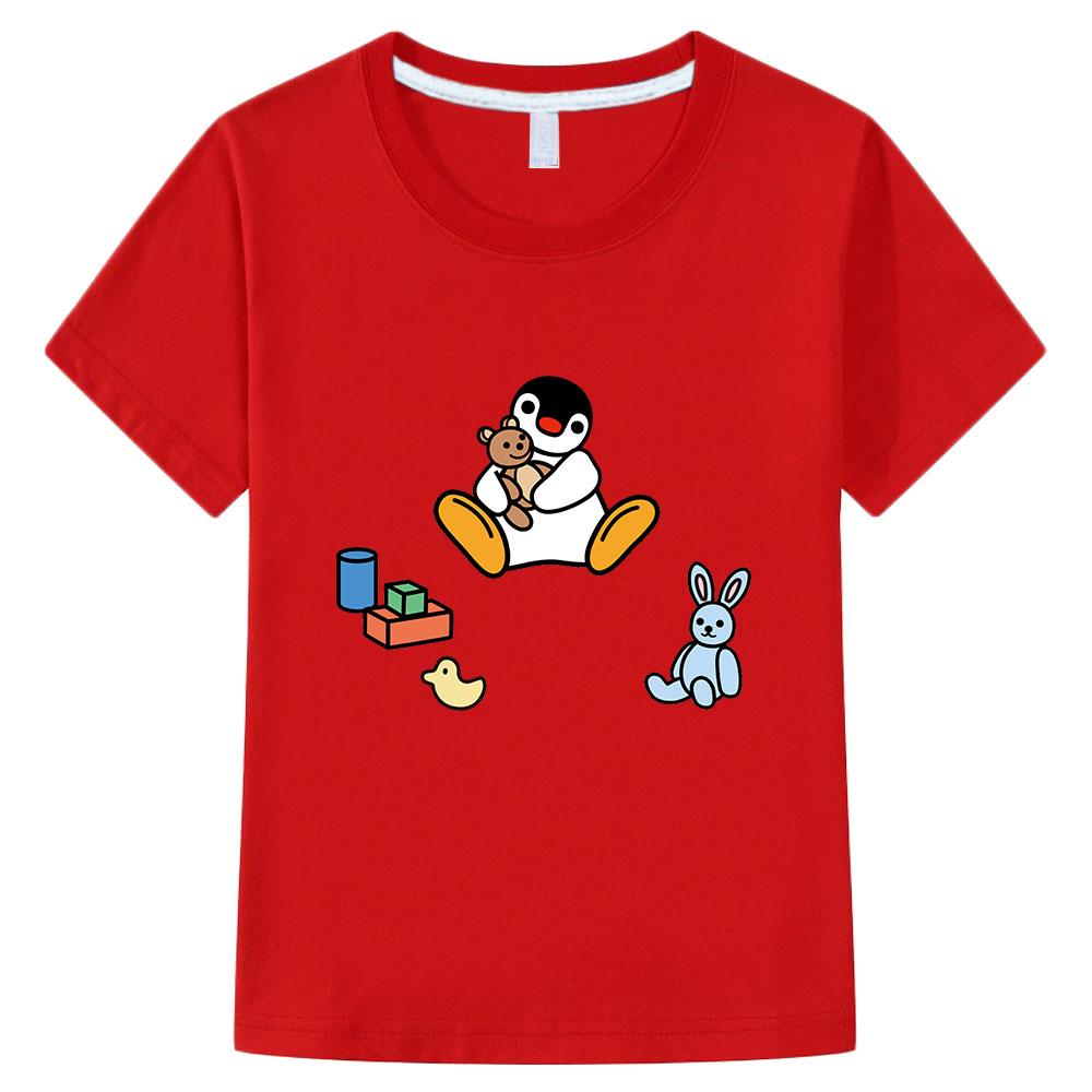 Pingu 100% Cotton Kids T-shirt Kawaii Boys Cartoon Print Girls O-neck Clothing Sports Fashion Tops Manga Short Sleeves Summer