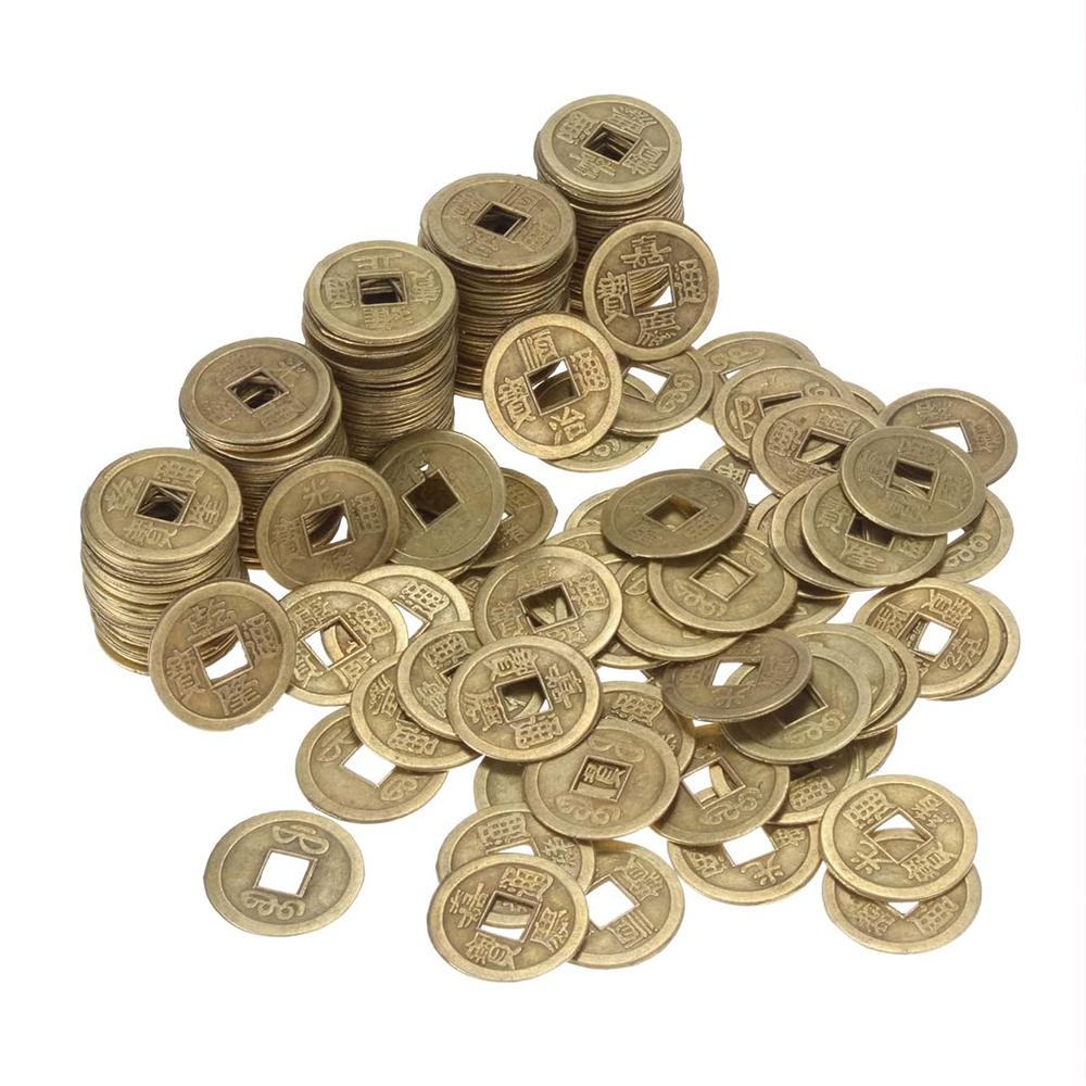 50/100/200Pcs Chinese Feng Shui Coins Antique Bronze Good Luck Ching Coins for Health and Wealth Home Office Car Decoration