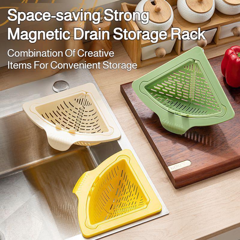 Magnetic Kitchen Sink Strainer Basket Magnetic Drain Basket Capacity Drainage Shelf Leftover Food Separation Draining Rack