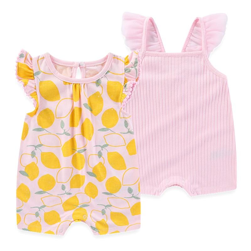 2 Pieces Baby Boy Girl  0-9months Casual Fashion Prints Sleeveless Baby Onesies  Four Seasons