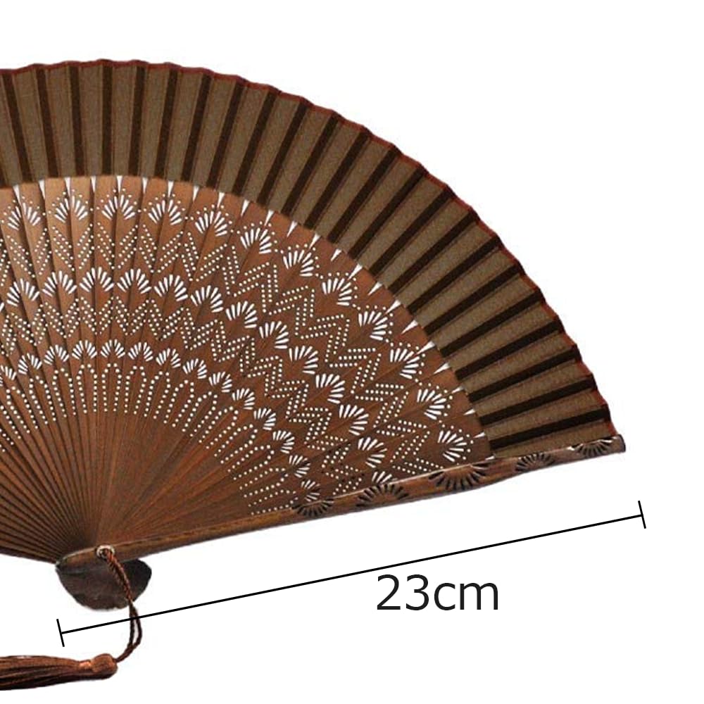 Noshi Box Fan with Wave Dark Brown [Keichido] Pattern, A103,