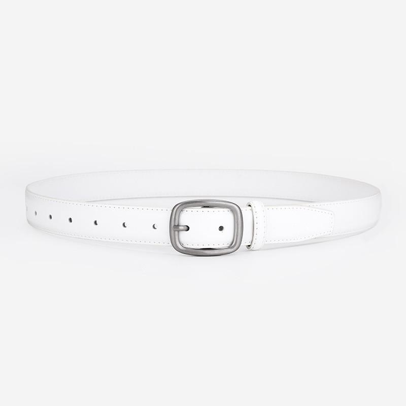 

Ladies Genuine Leather Belt For Women Business Casual Dress With Metal Buckle білий