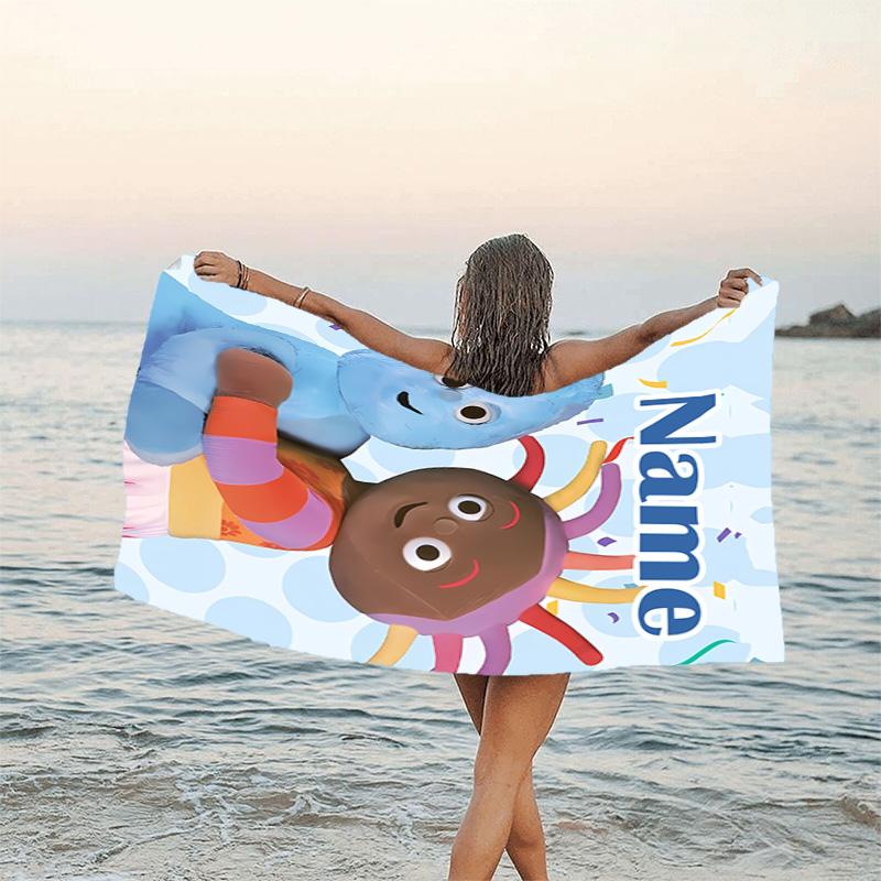1pc In the Night Garden2 Beach Towel with Custom Name, Beach/Swimming/Bath/Picnic/Camping Towel, Suitable for Seaside Beaches