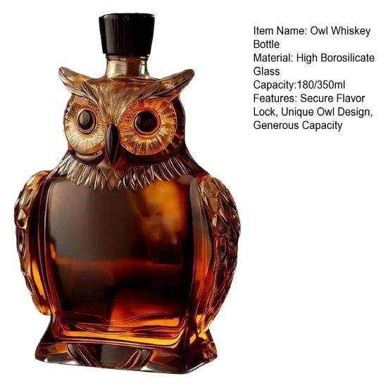 Owl Glass Whiskey Bottle Decanter Creative Owl 180/350ml Decorative Animal Liquor Storage Container