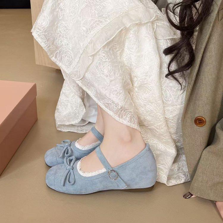 French sweet bow Mary Jane shoes, small autumn ballet shoes, comfortable skirt shoes