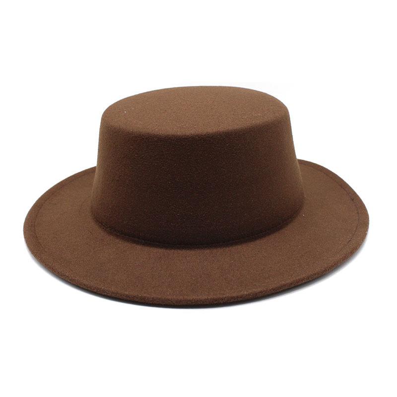 European, American And British Style Flat Top Top Hat, Autumn And Winter Parent-Child Big-Brimmed Gentleman'S Hat, Men'S Fashion Woolen Hat