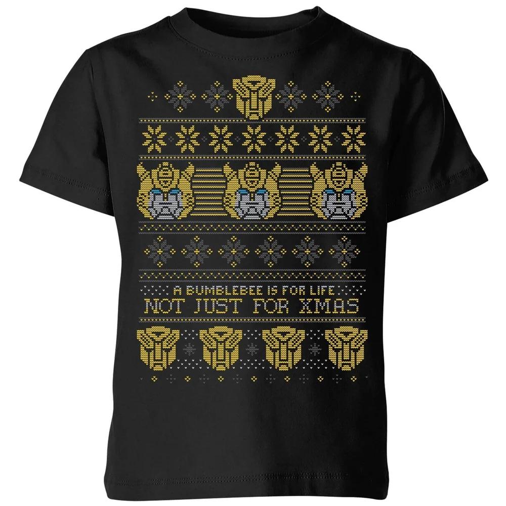 Bumblebee Classic Ugly Knit Kids Christmas T-Shirt - Black - 3-4 Years 130