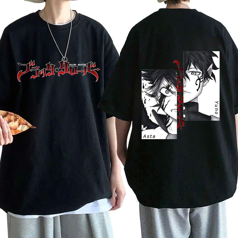 

High Street Top Japanese Anime with European and American Style Black White Tees Character Print with Brand Unisex Cotton Casual 4XL
