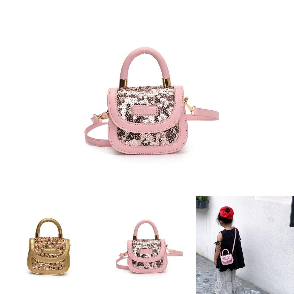 Lightweight Girls Handbag With Sequin Design And Synthetic Leather For Kindergarten Accessories