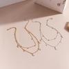 Korean Double Layer Beaded Necklace with Moon and Star Charm