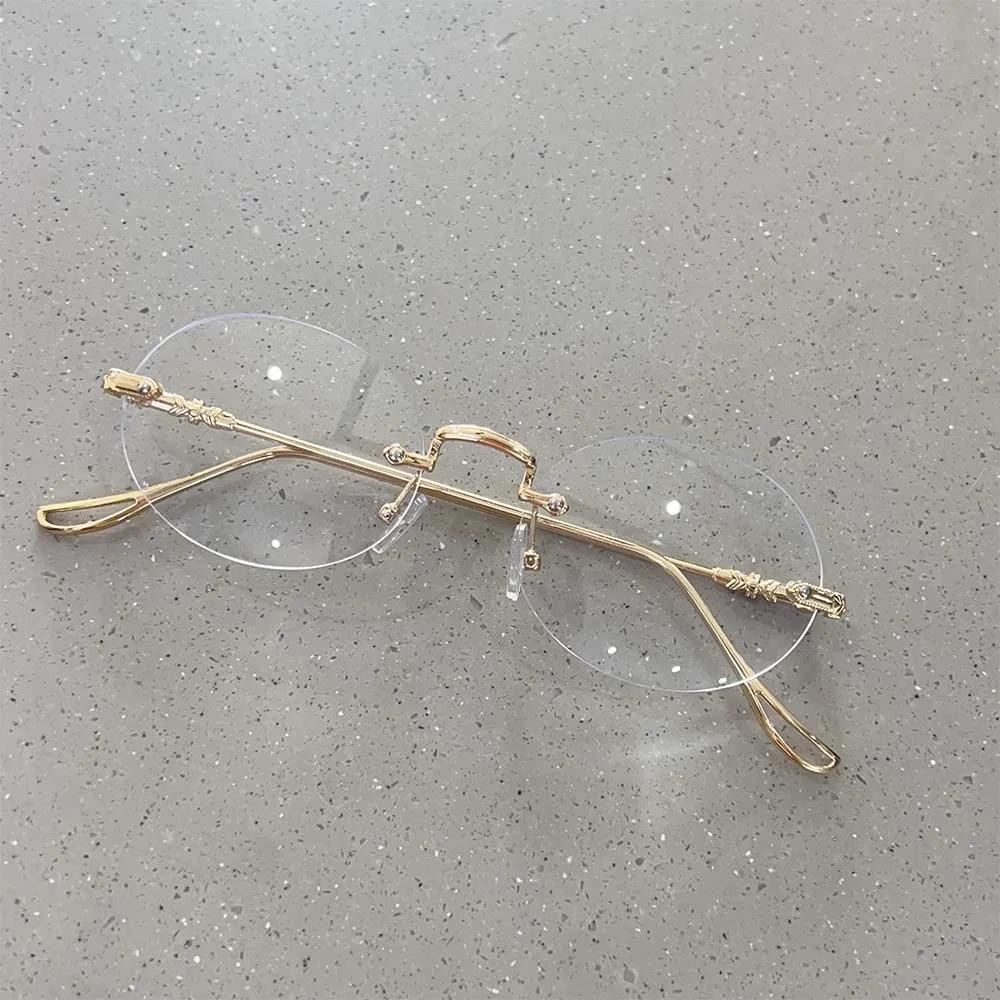 

New Trendy Anti-blue Light Vintage Frameless Square Eyeglasses for Women Girls Blue Light Blocking Glasses Eyewear Accessories золотой