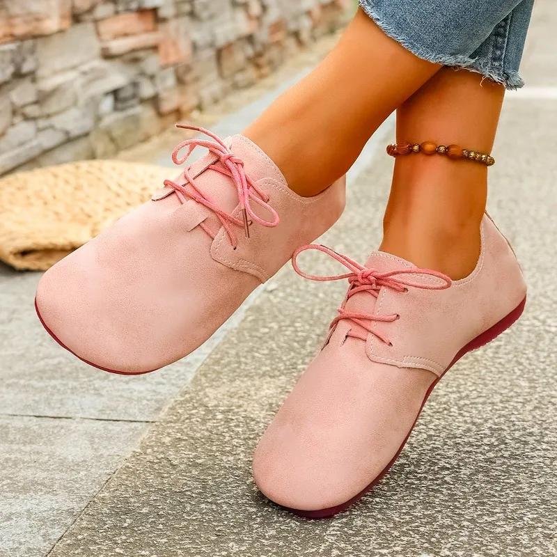 Fashion Women's Shoes 2025 Autumn New Fashion Casual Soft Walking Shoes Trend Retro Women's Lace-up Flat Shoes Zapatillas De Deporte