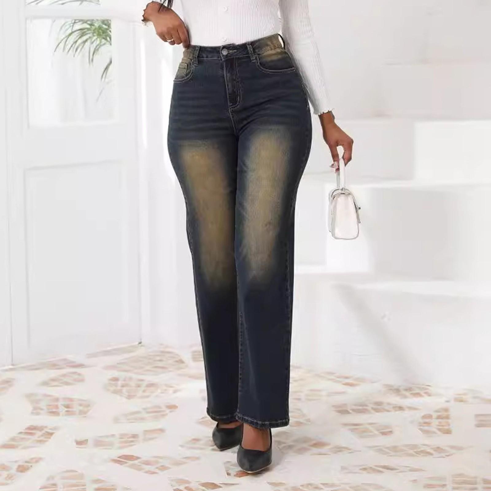 

Джинсовые брюки ретро прямые свободные повседневные женские джинсы XL тёмно-синий