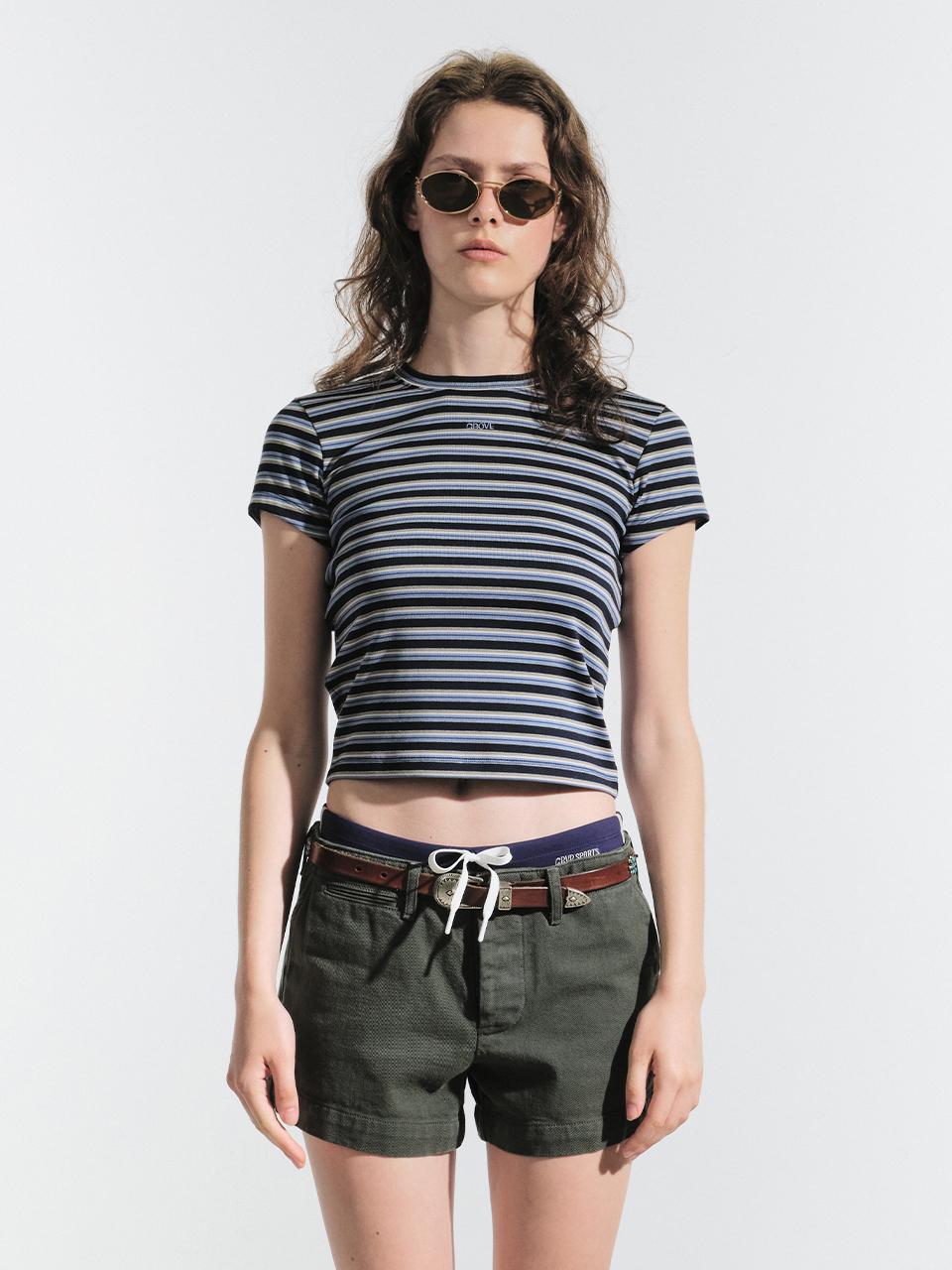 Grove Julian Stripe T-Shirt (Navy) Navy/F