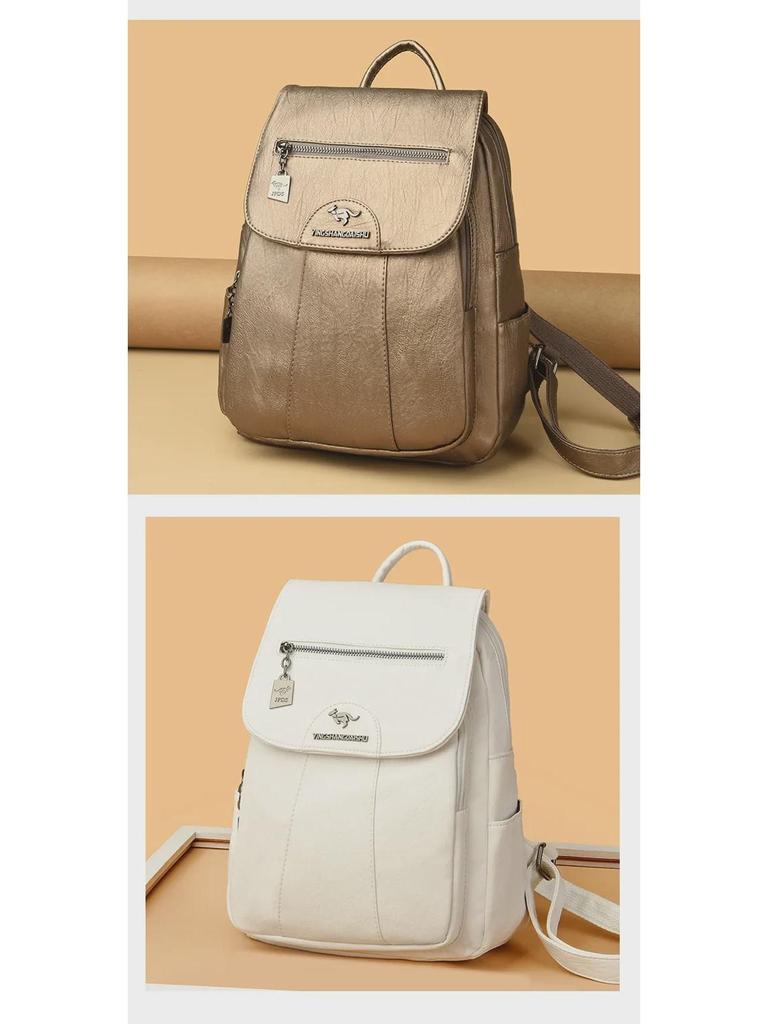 Rucsac Elegant de Damă din Piele Moale cu Capacitate Mare, Antifurt, pentru Călătorii și Studenți