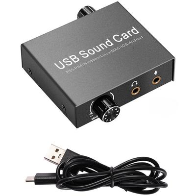 USB Sound Card External Sound Card with S Control USB To 3.5mm Adapter Stereo for PC Laptop Desktop Headset