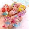 Resin Colorful Cartoon Glitter Mermaid Princess Girl Flatback Christmas Figurines 10PCS Scrapbook DIY Bow Accessory Decor Crafts