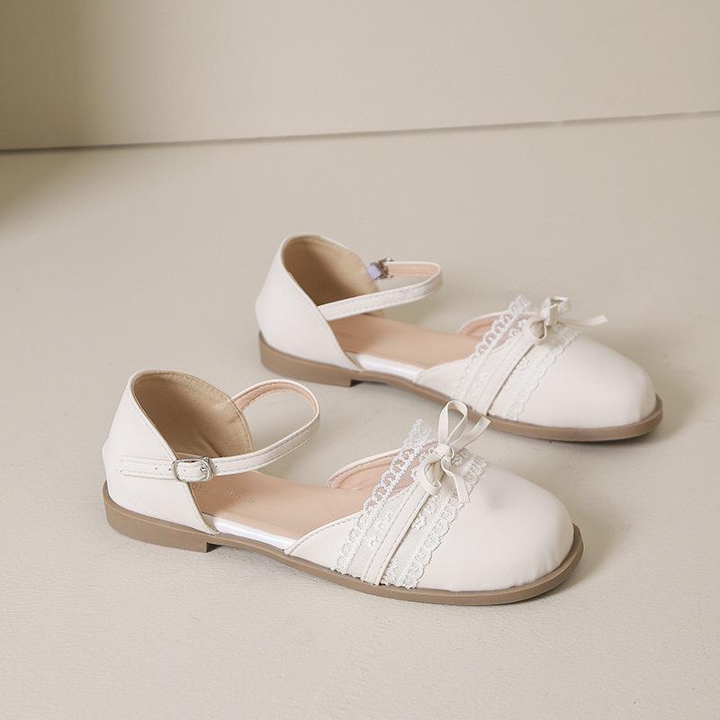 

Модные женские туфли-лодочки на низком каблуке, французский бежевый цвет, кружевной закрытый носок, сандалии с ремешком на щиколотке, удобная женская обувь, размер 35 40 бежевый