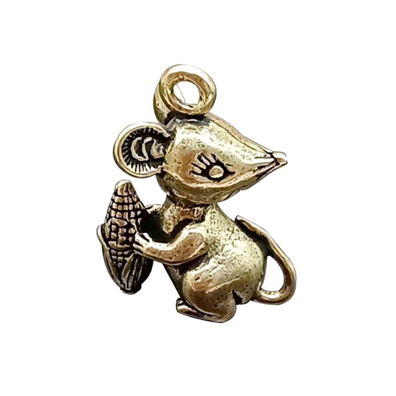 Colgante de Rata de Latón Vintage Llavero Zodiacal Colgante de Animal Colgante para Mochila