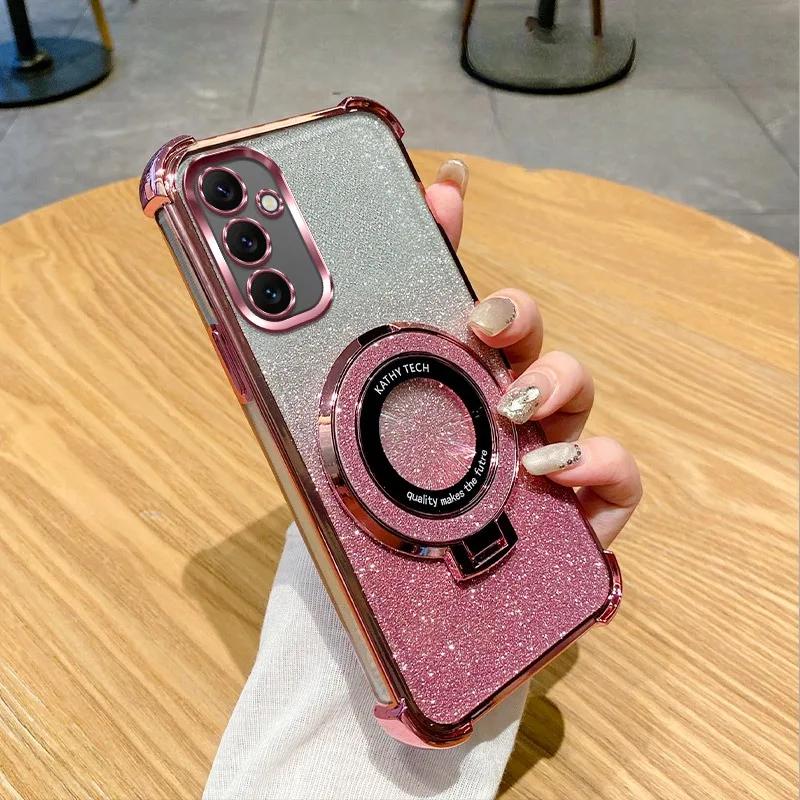 Luxury with bracket Glitter Case For Samsung Galaxy A06 A05 A05S A14 A15 A16 A25 A26 A56 A34 A35 A36 A52 A53 A54 A55 Case Holder