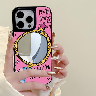 Spiegel Handyhülle für iPhone 15 11 13 14 für 15 16 Pro Max 12 13 16 Pro Wolke Blume und Tier Niedlicher Stil Handyhülle