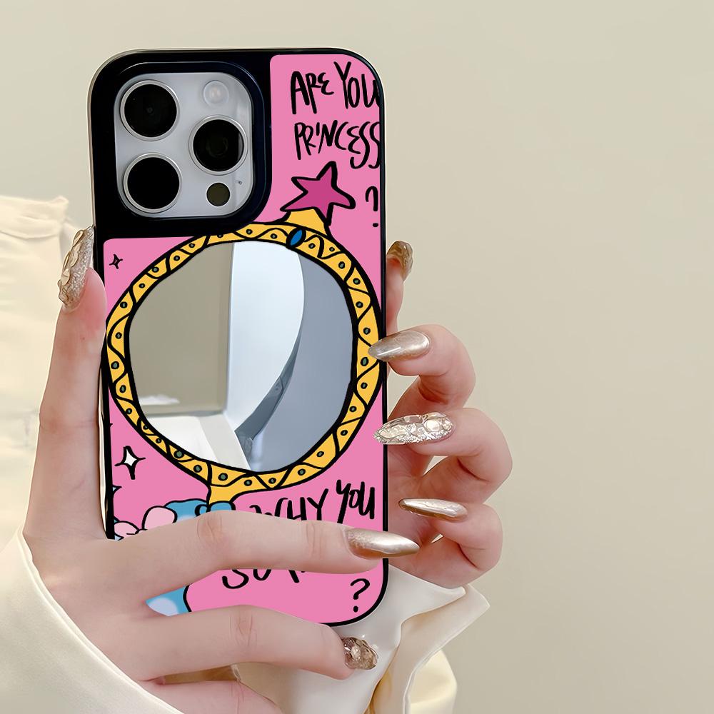 Mirror Phone Case for iPhone 15 11 13 14 for 15 16 Pro Max 12 13 16 Pro Cloud Flower and Animal Cute Style Phone Case