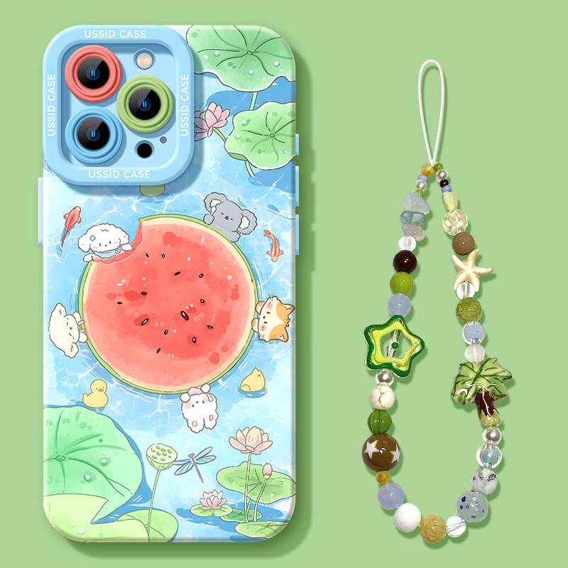 Watermelon puppy for iPhone17promax Apple 16 summer phone case 15 with lanyard 14 silicone case