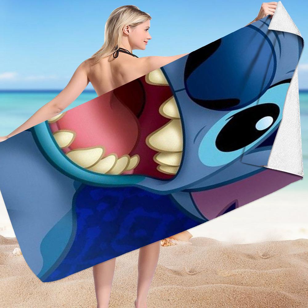 Stitch Zai Animation Beach Towel Microfiber Double-Sided Fleece Beach Towel Bath Towel Variety Square Towel Beach Towel