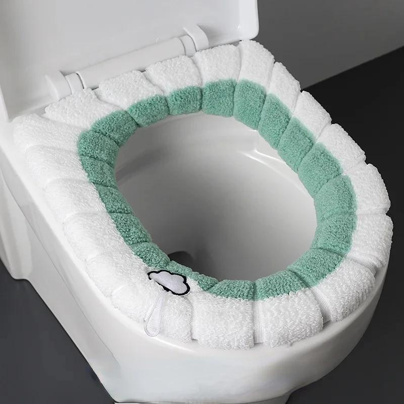 Universal Toilet Seat Cushion Thick Plush O-shaped Toilet Seat Toilet Cover with Handle Nordic Bathroom Accessories