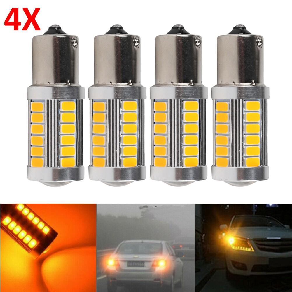 4PCS 33LED 581 BAU15S PY21W Car LED Bulbs Turn Signal Light 12V Yellow Brake Reverse Parking Lamps Indicator Led Bulbs 7