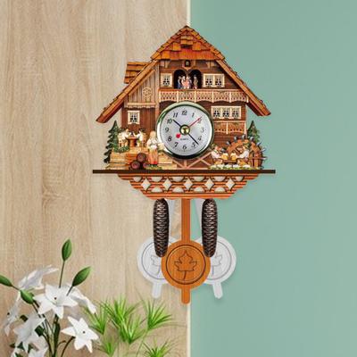 Wooden Wall Clock Precise Decorative Nordic Style Antique Wooden Hanging Clock for Living Room