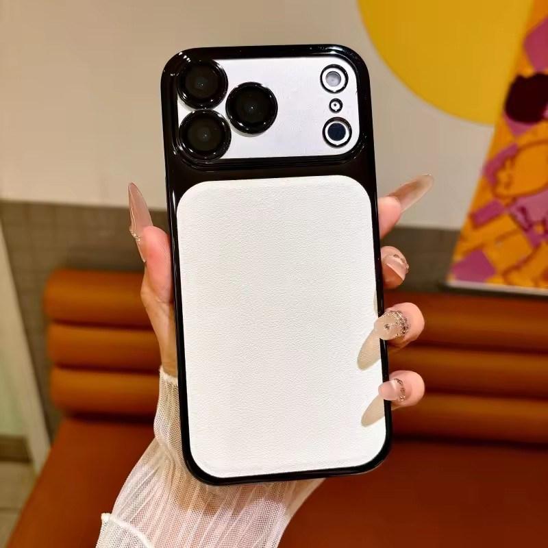 Luxury Leather Clear Plating Armor Case for iPhone 17 16 15 Pro Max 17Promax 16Pro Shockproof Premium TPU PC Soft Phone Cover