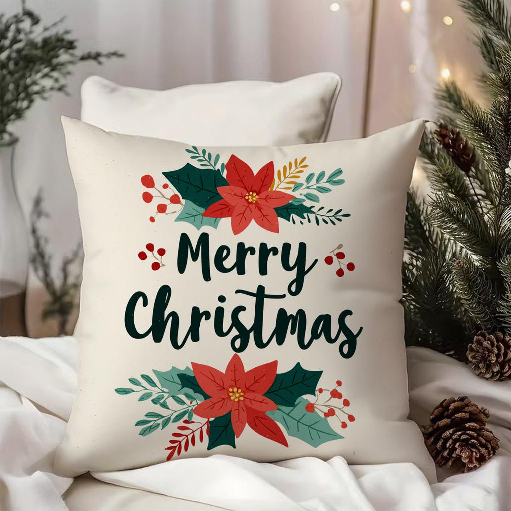 Merry Christmas Green PillowcaseSuitable for Sofa, Car, Bedroom Decorative Cushion Cover Christmas Pillow Cover