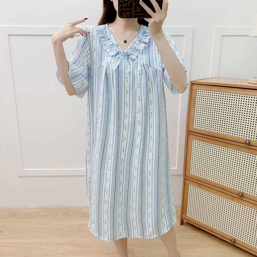 Women's Cloud Cotton Short Sleeve Nightgown - Summer Pajamas & Outdoor Sweet Girly Dress Homewear