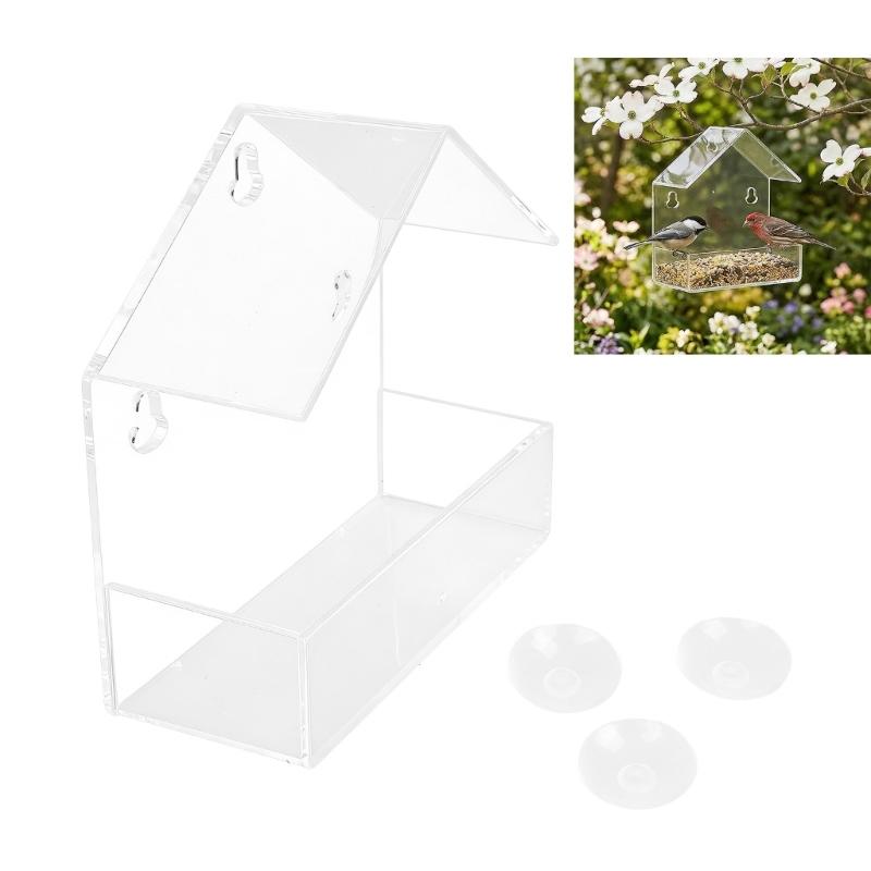 Parrots Feeding Station Double Food Chambers Transparents Container Scratch Proof Secure Cage Attachment